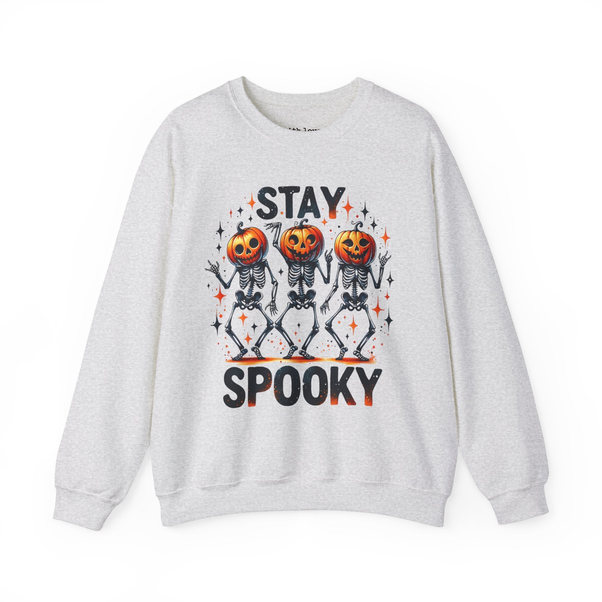 Stay Spooky Dancing Skeleton Pumpkins Halloween Fall Unisex Heavy Blend Crewneck Sweatshirt