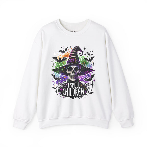 I Smell Children Hocus Pocus Skeleton Witch Unisex Heavy Blend Crewneck Sweatshirt