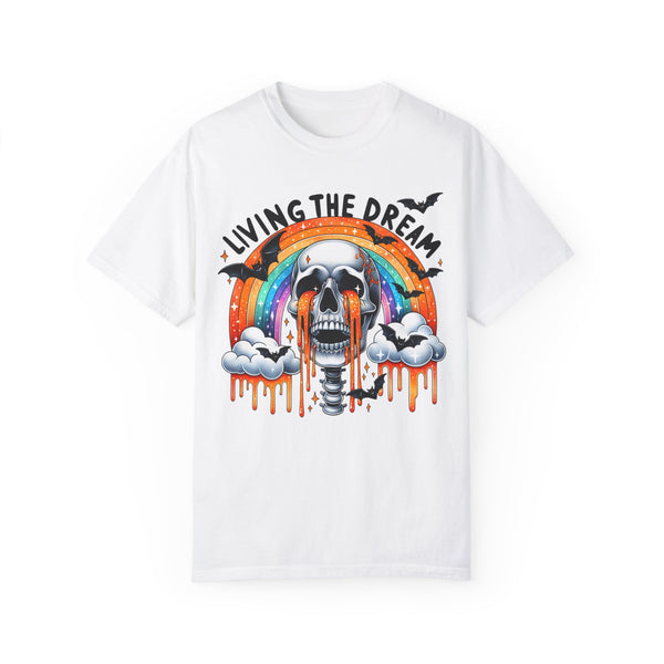 Living the Dream Crying Skeleton Mental Health Halloween Comfort Colors Unisex Garment-Dyed T-shirt