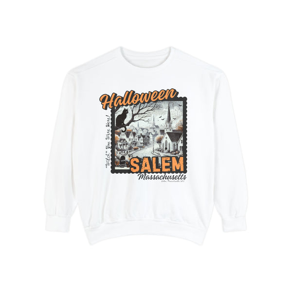 Halloween Salem Massachusetts Postcard Stamp Comfort Colors Unisex Garment-Dyed Sweatshirt