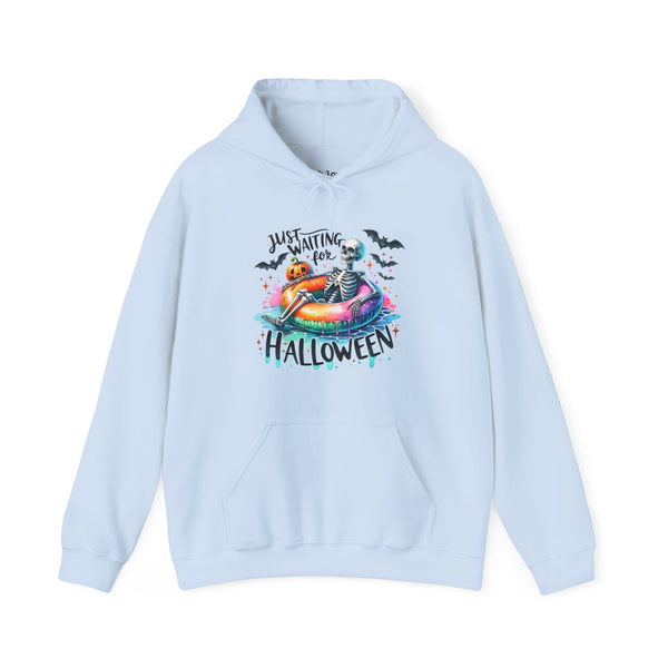 Just Waiting for Halloween Skeleton Summer Fall Unisex Heavy Blend Hooded Sweatshirt