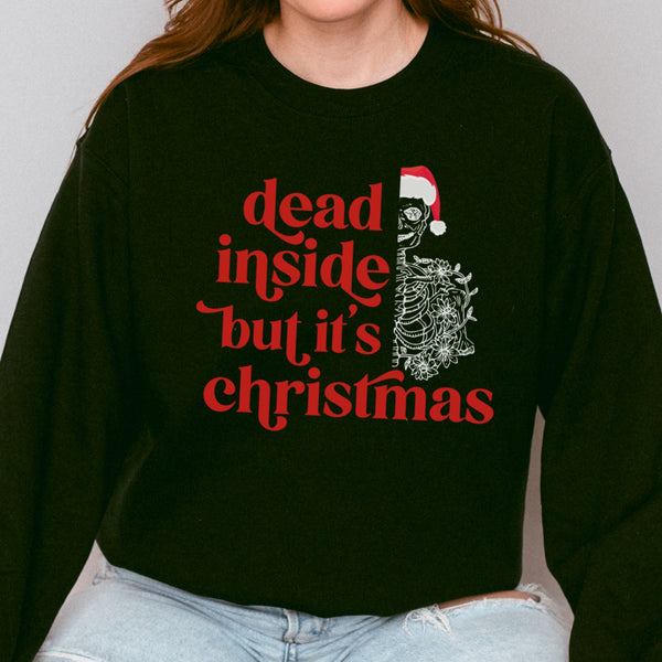 Dead Inside but It’s Christmas Skeleton Unisex Heavy Blend Crewneck Sweatshirt