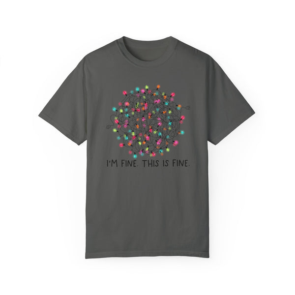 I’m Fine This is Fine Christmas Lights Comfort Colors Unisex Garment-Dyed T-shirt