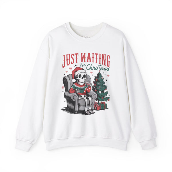 Just Waiting for Christmas Skeleton Unisex Heavy Blend Crewneck Sweatshirt