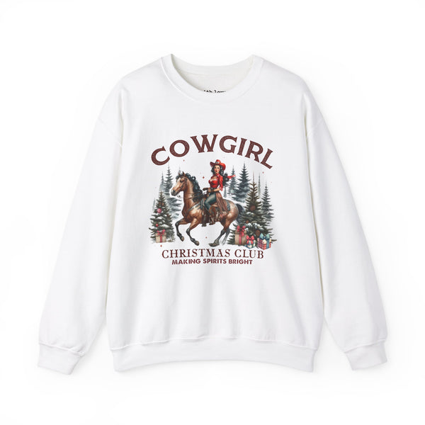 Cowgirl Christmas Club Making Spirits Bright Unisex Heavy Blend Crewneck Sweatshirt