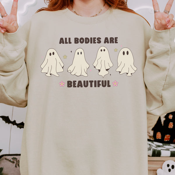 All Bodies Are Beautiful Halloween Ghosts Unisex Heavy Blend Crewneck Sweatshirt