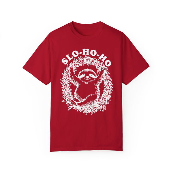 Slo Ho Ho Sloth Christmas Comfort Colors Unisex Garment-Dyed T-shirt