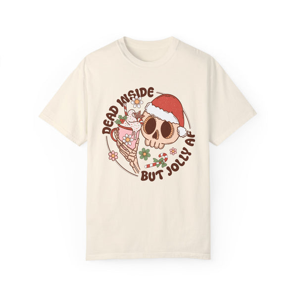 Dead Inside but Jolly AF Skull Christmas Comfort Colors Unisex Garment-Dyed T-shirt