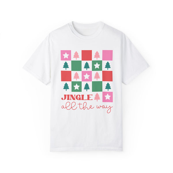 Jingle All the Way Checker Christmas Comfort Colors Unisex Garment-Dyed T-shirt