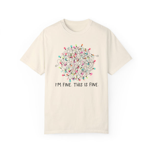 I’m Fine This is Fine Christmas Lights Comfort Colors Unisex Garment-Dyed T-shirt