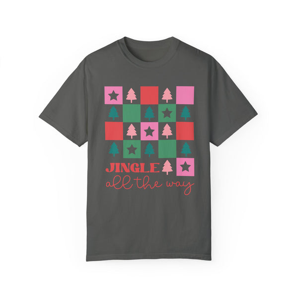 Jingle All the Way Checker Christmas Comfort Colors Unisex Garment-Dyed T-shirt