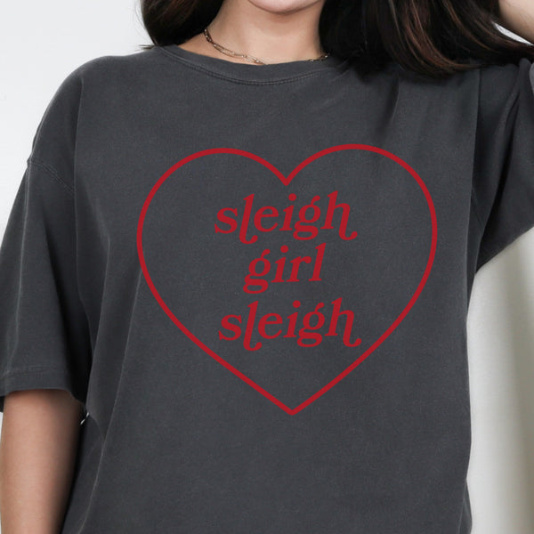 Sleigh Girl Sleigh Christmas Heart Comfort Colors Unisex Garment-Dyed T-shirt