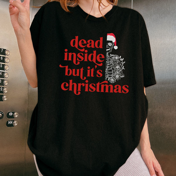 Dead Inside But It’s Christmas Skeleton Comfort Colors Unisex Garment-Dyed T-shirt