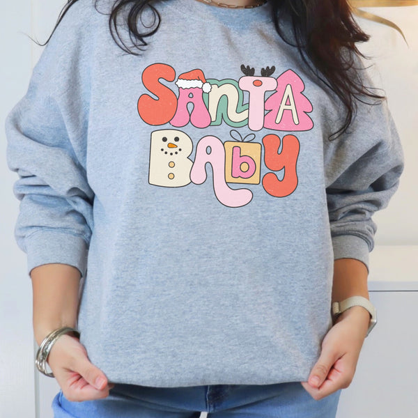 Santa Baby Retro Christmas Unisex Heavy Blend Crewneck Sweatshirt