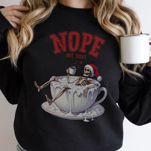 Nope, Not Today Sarcastic Skeleton Christmas Unisex Heavy Blend Crewneck Sweatshirt