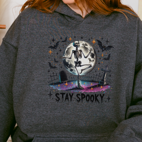 Stay Spooky Skeleton Halloween Graveyard Unisex Heavy Blend Hooded Sweatshirt