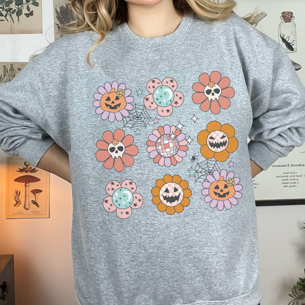 Halloween Flowers Unisex Heavy Blend Crewneck Sweatshirt