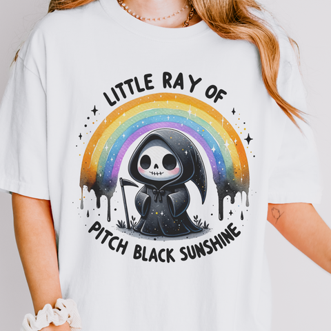 Little Ray of Pitch Black Sunshine Grim Reaper Comfort Colors Unisex Garment-Dyed T-shirt