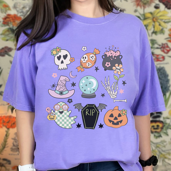 Halloween Things Pumpkin Skull Comfort Colors Unisex Garment-Dyed T-shirt