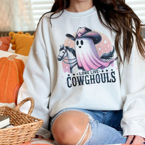 Long Live Cowghouls Halloween Ghost Unisex Heavy Blend Crewneck Sweatshirt