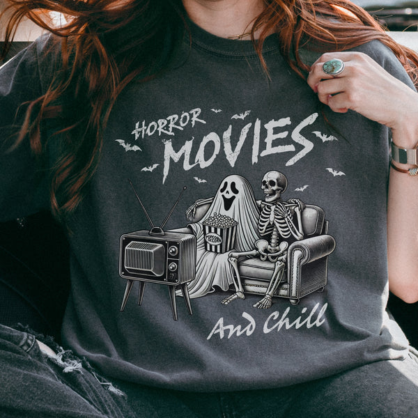 Horror Movies and Chill Halloween Comfort Colors Unisex Garment-Dyed T-shirt