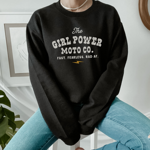 Girl Power Moto Co. Fast, Fearless, Rad AF Badass Unisex Heavy Blend Crewneck Sweatshirt