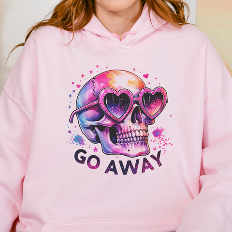 Go Away Antisocial Social Anxiety Skull Unisex Heavy Blend Hooded Sweatshirt