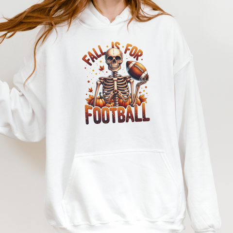 Fall is For Football Skeleton Autumn Leaves Unisex Heavy Blend Hooded Sweatshirt