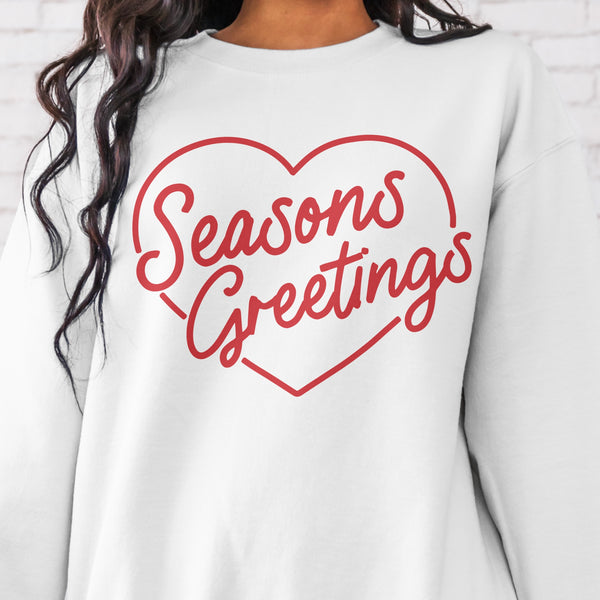 Seasons Greetings Heart Christmas Unisex Heavy Blend Crewneck Sweatshirt