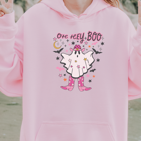 Oh Hey Boo Cowgirl Ghost Halloween Unisex Heavy Blend Hooded Sweatshirt