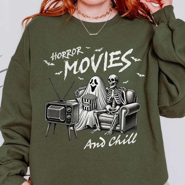 Horror Movies and Chill Halloween Unisex Heavy Blend Crewneck Sweatshirt