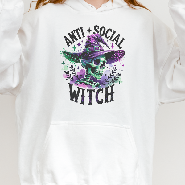 Antisocial Witch Skeleton Halloween Unisex Heavy Blend Hooded Sweatshirt