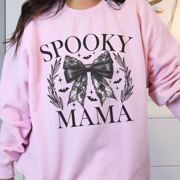 Spooky Mama Bow Halloween Unisex Heavy Blend Crewneck Sweatshirt