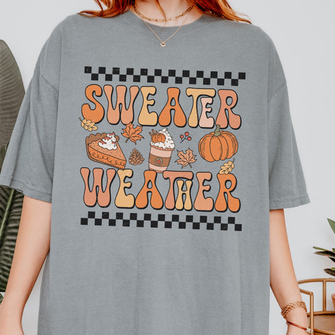 Sweater Weather Fall Comfort Colors Unisex Garment-Dyed T-shirt