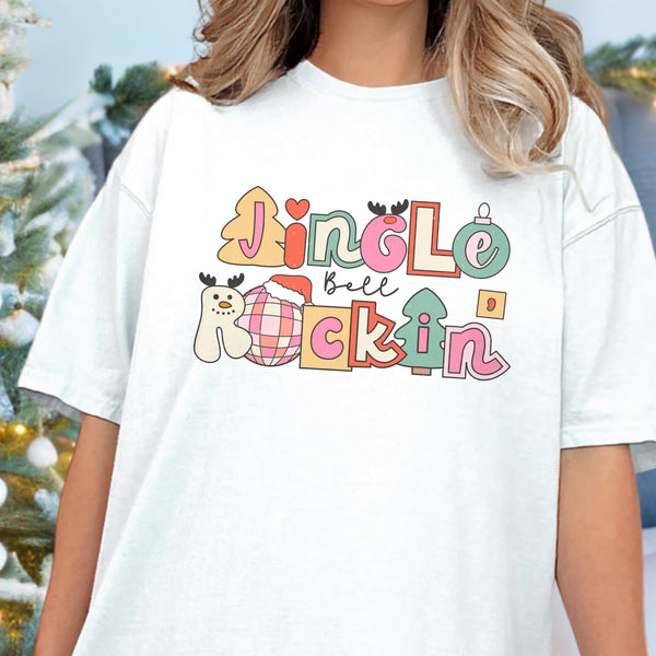 Jingle Bell Rockin’ Retro Christmas Comfort Colors Unisex Garment-Dyed T-shirt