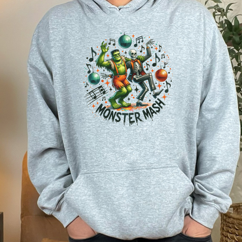 Monster Mash Halloween Dance Frankenstein Skeleton Unisex Heavy Blend Hooded Sweatshirt
