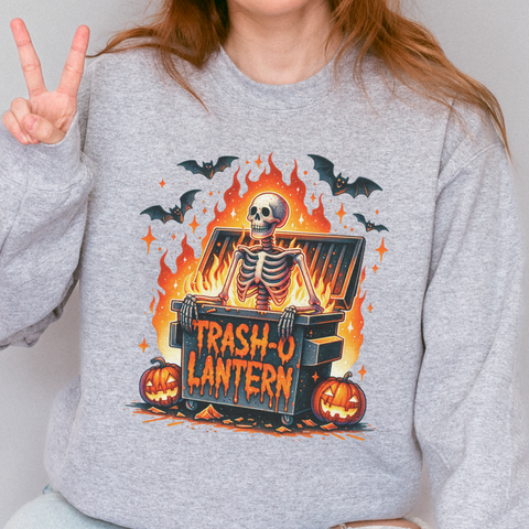 Trash O Lantern Skeleton Halloween Unisex Heavy Blend Crewneck Sweatshirt