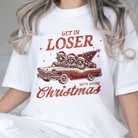 Get in Loser, We’re Saving Christmas Raccoon Comfort Colors Unisex Garment-Dyed T-shirt