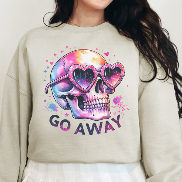 Go Away Antisocial Social Anxiety Skull Unisex Heavy Blend Crewneck Sweatshirt