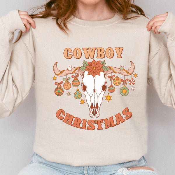 Cowboy Christmas Western Skull Unisex Heavy Blend Crewneck Sweatshirt