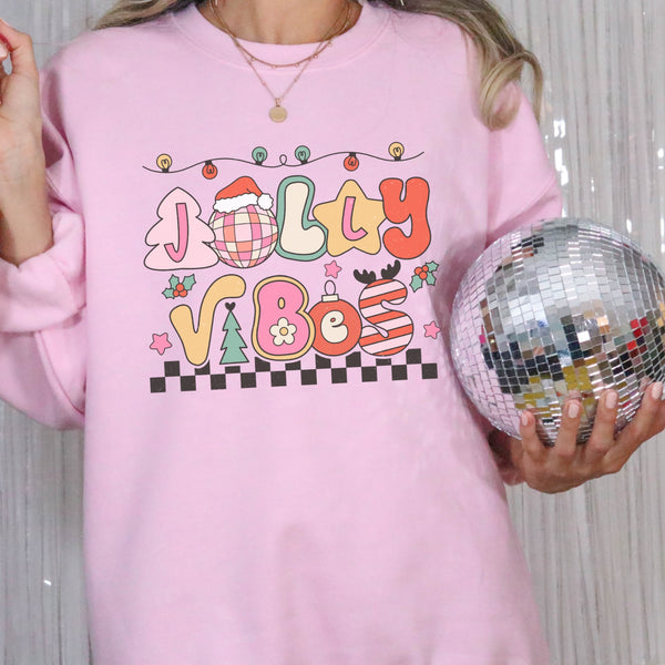 Jolly Vibes Retro Christmas Unisex Heavy Blend Crewneck Sweatshirt