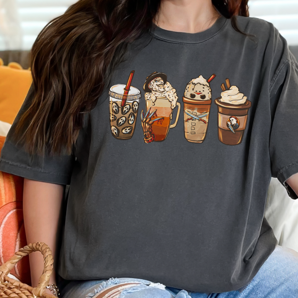 Halloween Movie Coffee Comfort Colors Fall Unisex Garment-Dyed T-shirt