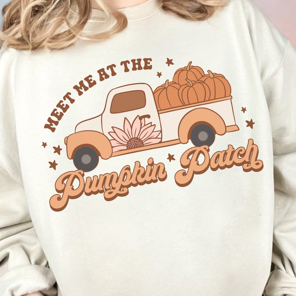 Meet Me at the Pumpkin Patch Fall Truck Unisex Heavy Blend Crewneck Sweatshirt