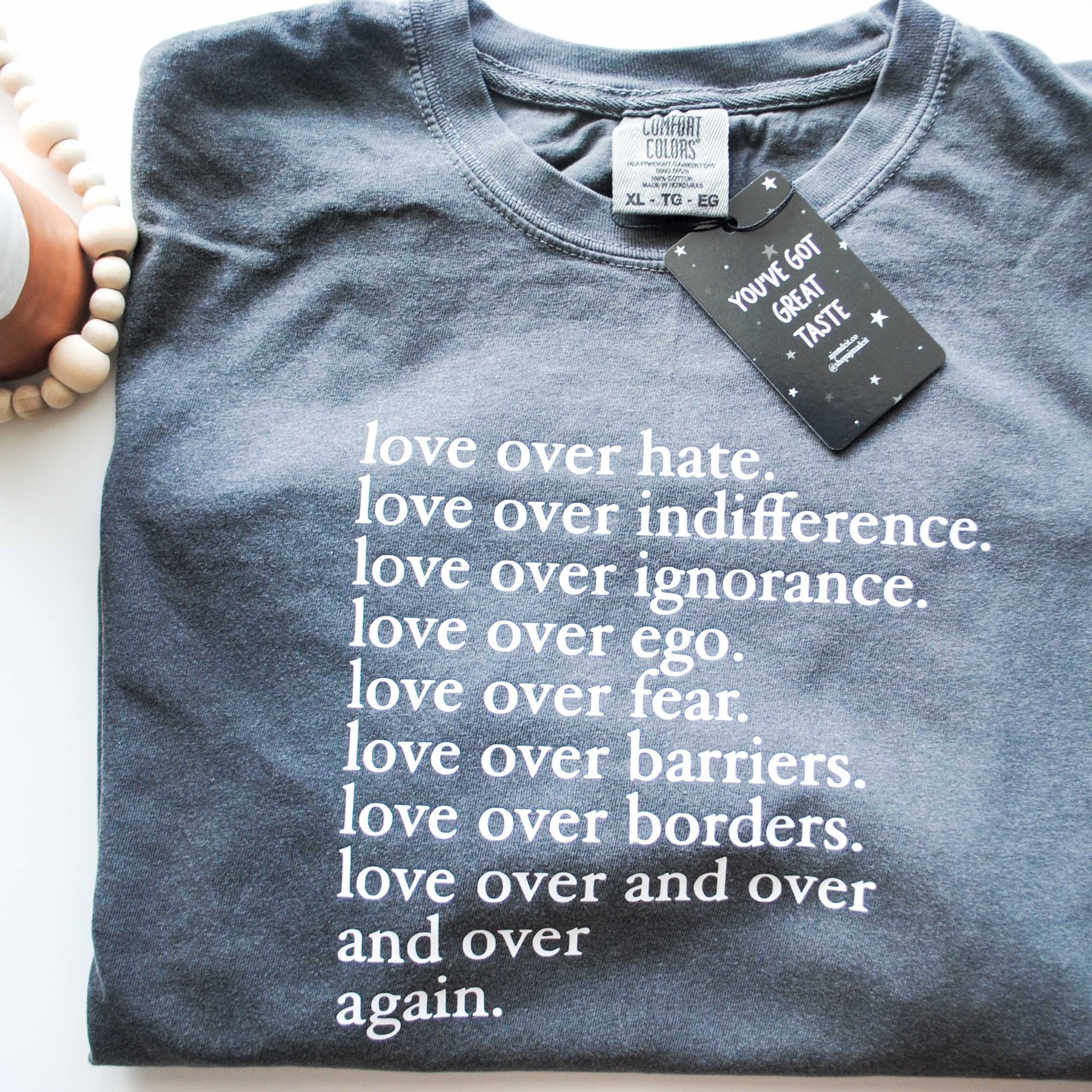 Love Over Hate Tshirt | Love Graphic Tee | Comfort Colors Pepper Shirt