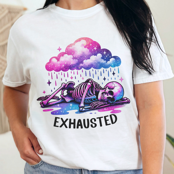 Exhausted Sleepy Skeleton Burnt Out Mental Health Comfort Colors Unisex Garment-Dyed T-shirt