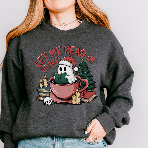 Let Me Read in Peace Christmas Ghost Unisex Heavy Blend Crewneck Sweatshirt