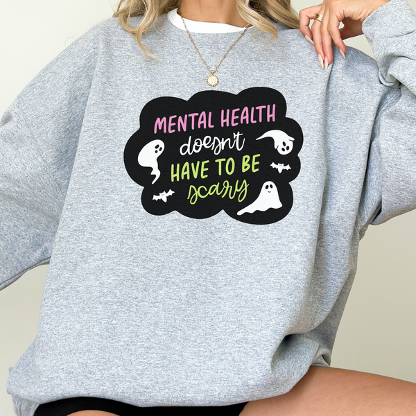 Mental Health Doesn’t Have to Be Scary Halloween Ghost Unisex Heavy Blend Crewneck Sweatshirt