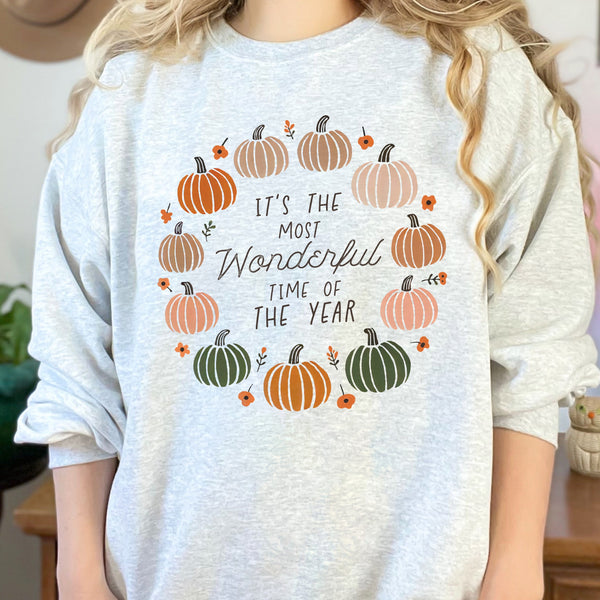 It’s the Most Wonderful Time of the Year Fall Pumpkins Unisex Heavy Blend Crewneck Sweatshirt