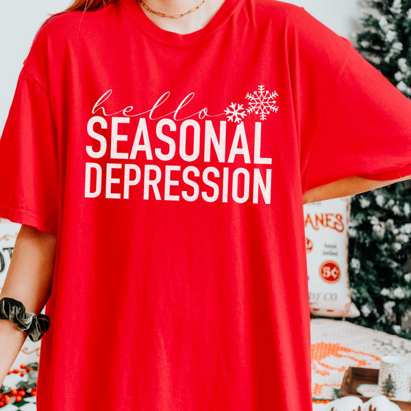 Hello Seasonal Depression Winter Mental Health Comfort Colors Unisex Garment-Dyed T-shirt