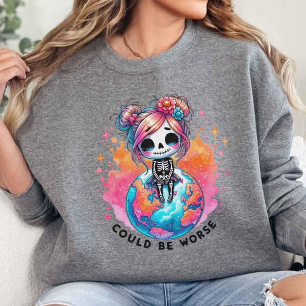 Could Be Worse Earth Unisex Heavy Blend Crewneck Sweatshirt